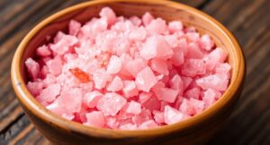Natural pink salt in a bowl